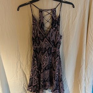 Chic Navy and Pink Patterned Maxi Dress